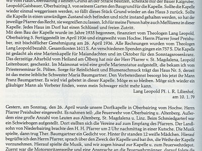 Oberbairing Kapelle Geschichte 03